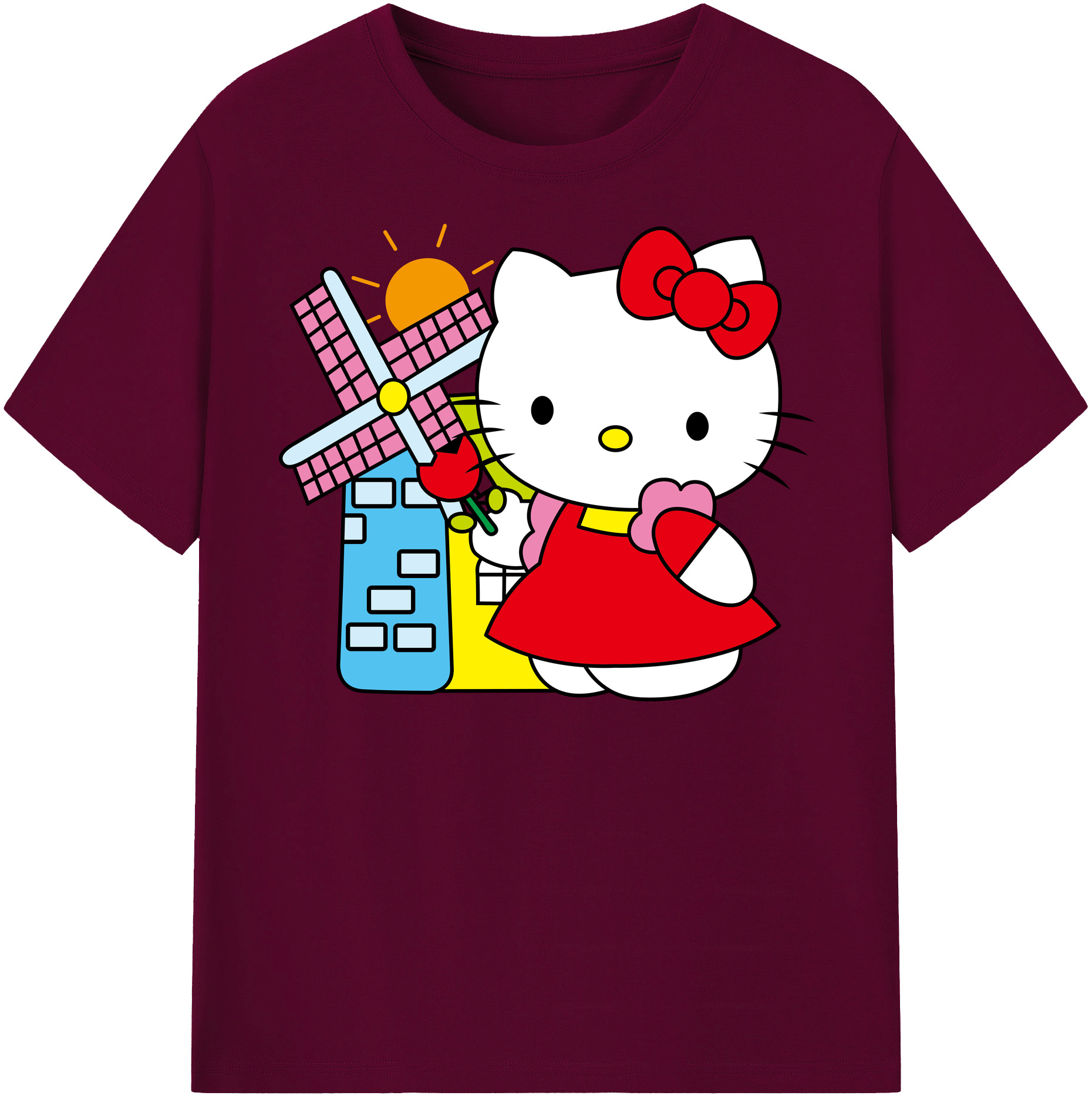 （画像用） Hello Kitty ハローキティ レディースカジュアルプリントTシャツ（綿100％）